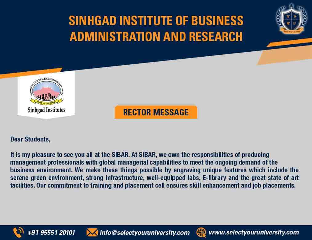 rectors-message-of-sinhgad-institute-of-business-administration-and-research